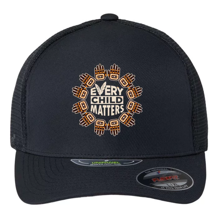 Every Child Matters Native American Hand Pattern Flexfit Unipanel Trucker Cap