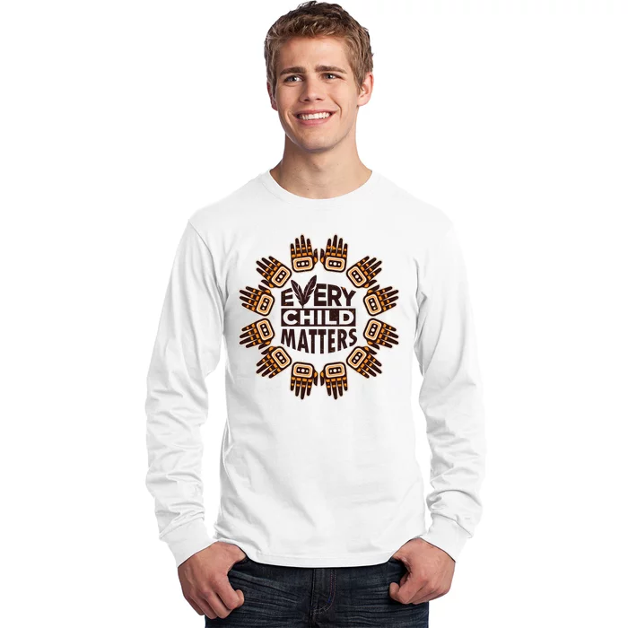 Every Child Matters Native American Hand Pattern Long Sleeve Shirt