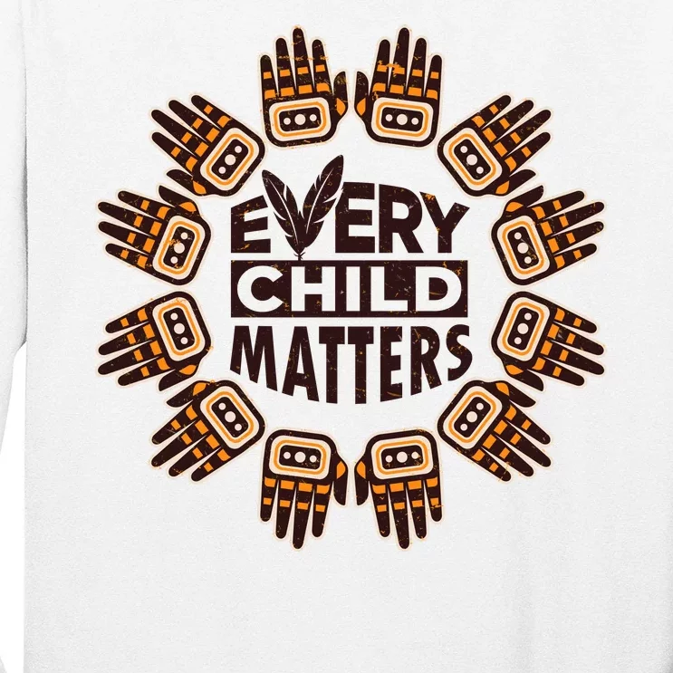 Every Child Matters Native American Hand Pattern Long Sleeve Shirt