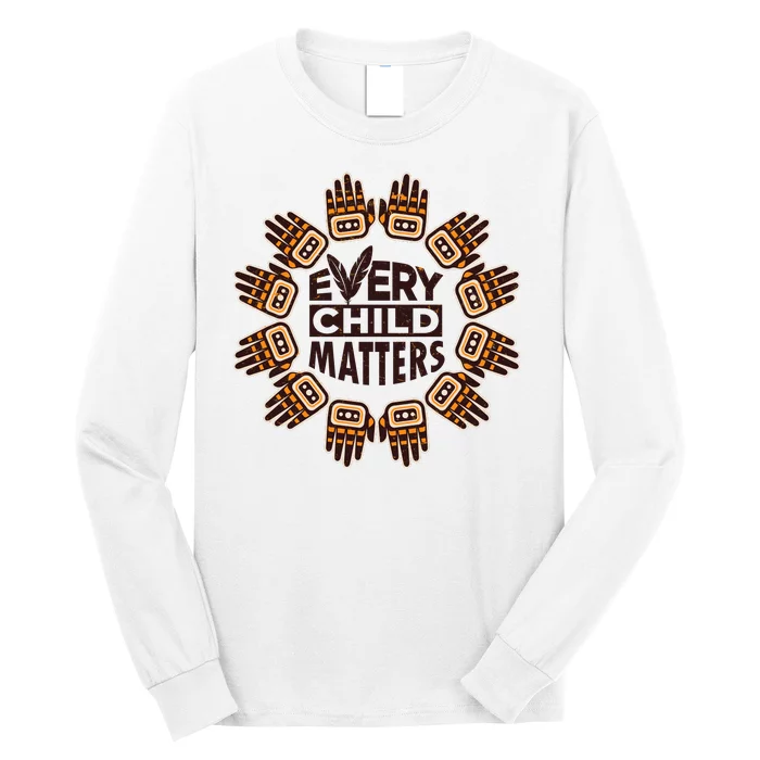 Every Child Matters Native American Hand Pattern Long Sleeve Shirt