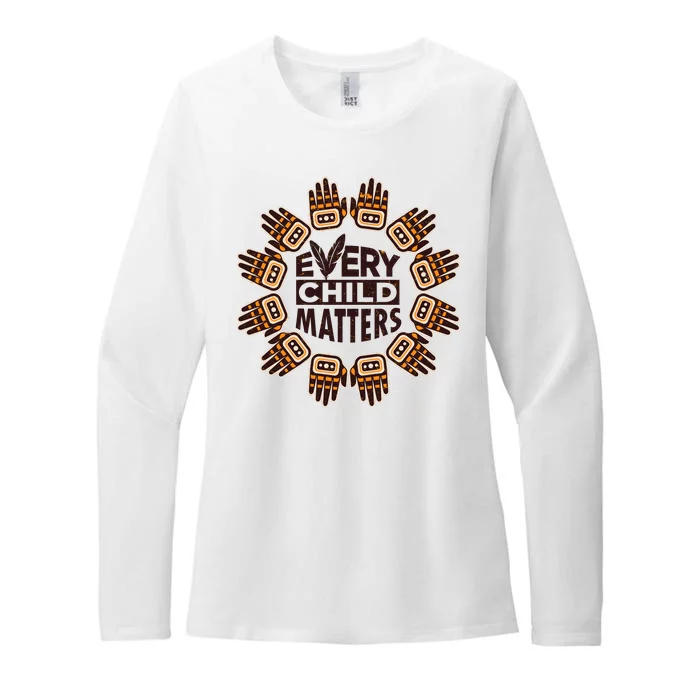 Every Child Matters Native American Hand Pattern Womens CVC Long Sleeve Shirt