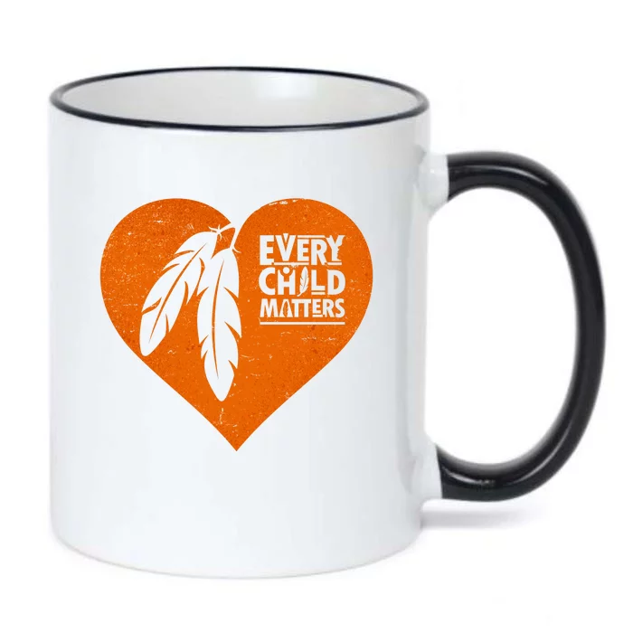 Every Child Matters Native American Feather Heart Black Color Changing Mug