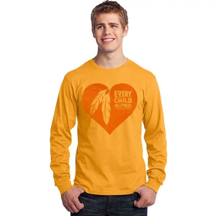 Every Child Matters Native American Feather Heart Long Sleeve Shirt