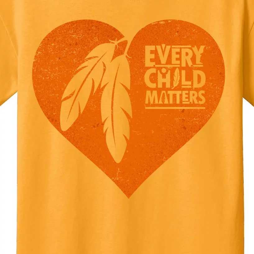 Every Child Matters Native American Feather Heart Kids T-Shirt