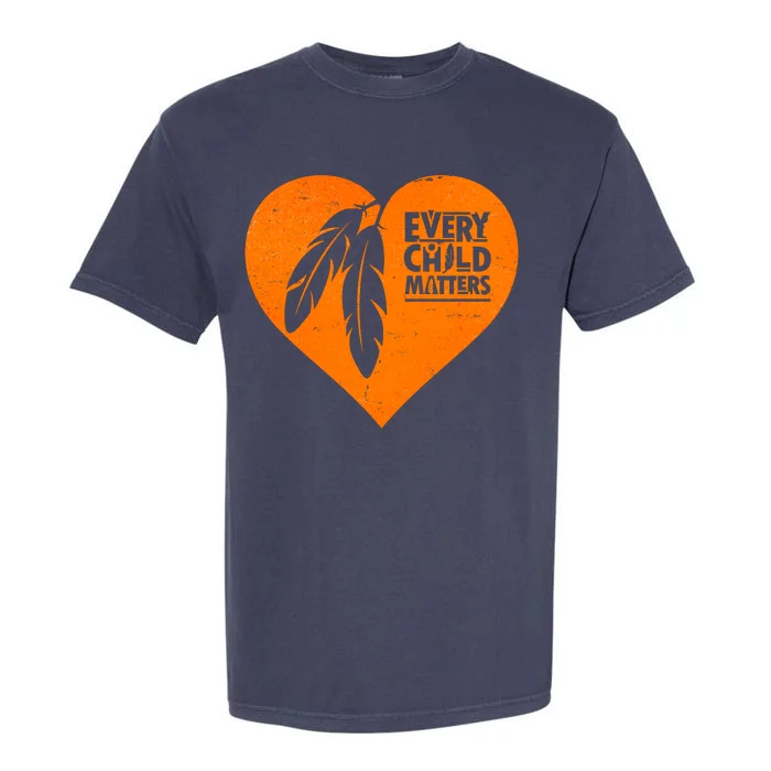 Every Child Matters Native American Feather Heart Garment-Dyed Heavyweight T-Shirt