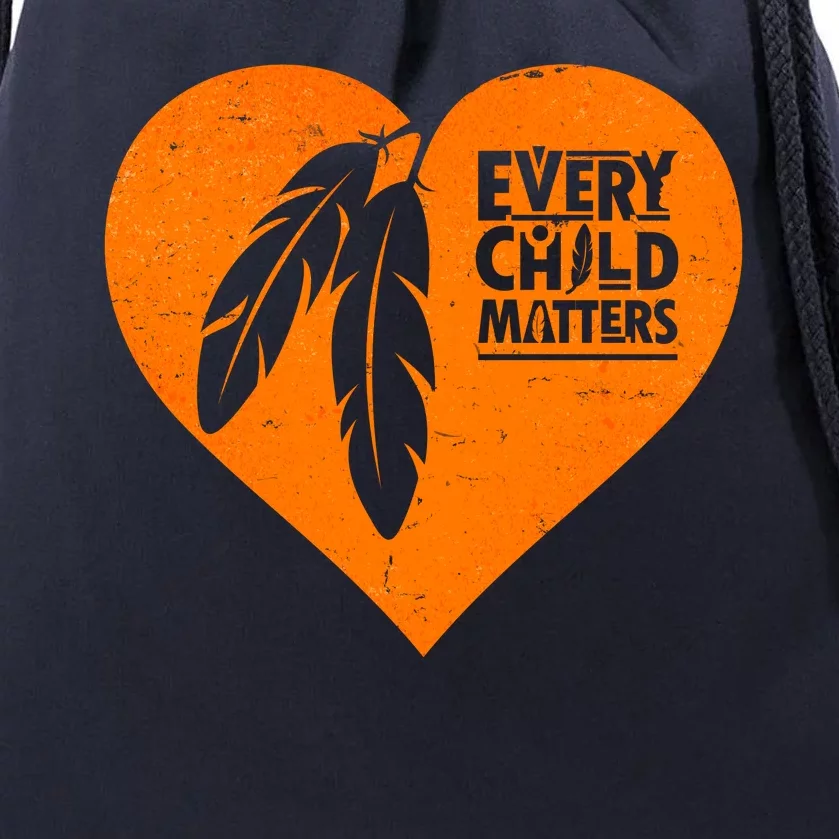 Every Child Matters Native American Feather Heart Drawstring Bag