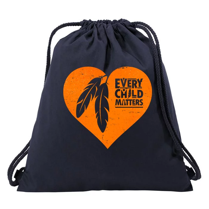 Every Child Matters Native American Feather Heart Drawstring Bag