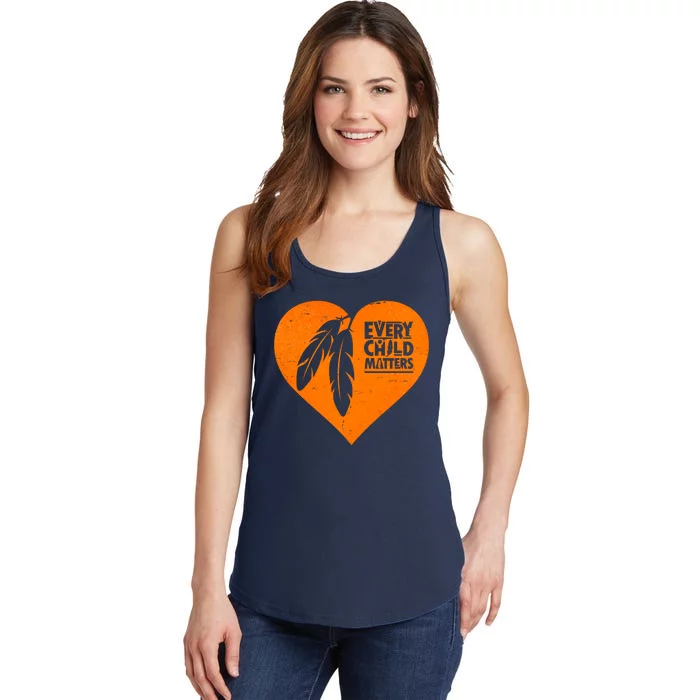 Every Child Matters Native American Feather Heart Ladies Essential Tank