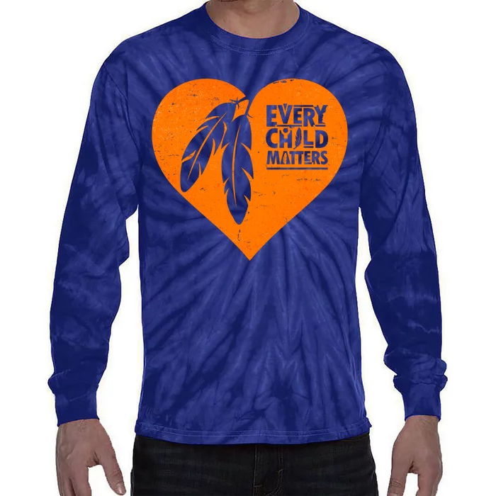 Every Child Matters Native American Feather Heart Tie-Dye Long Sleeve Shirt