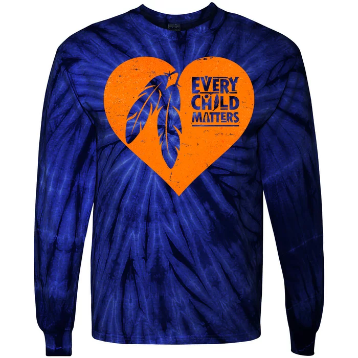 Every Child Matters Native American Feather Heart Tie-Dye Long Sleeve Shirt