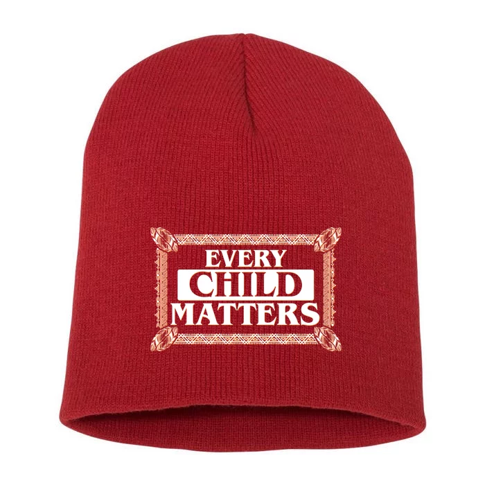 Every Child Matters Native American Indigenous Children Orange Day Short Acrylic Beanie