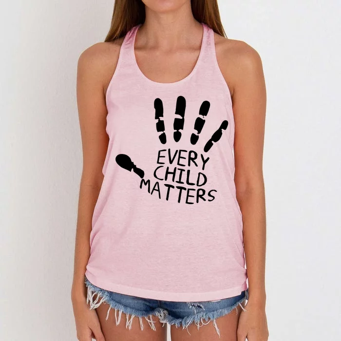 Every Child Matters Handprint Orange Day Women's Knotted Racerback Tank