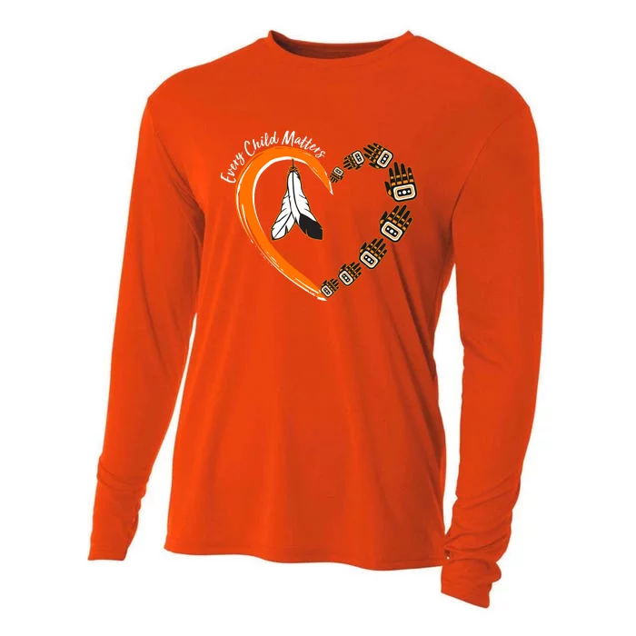 Every Child Matters Wear Orange Feather Heart Cooling Performance Long Sleeve Crew