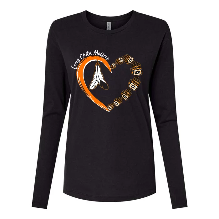 Every Child Matters Wear Orange Feather Heart Womens Cotton Relaxed Long Sleeve T-Shirt