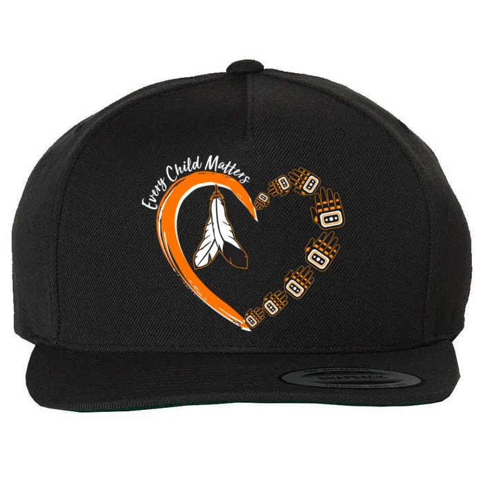 Every Child Matters Wear Orange Feather Heart Wool Snapback Cap