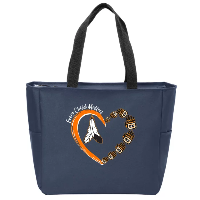 Every Child Matters Wear Orange Feather Heart Zip Tote Bag