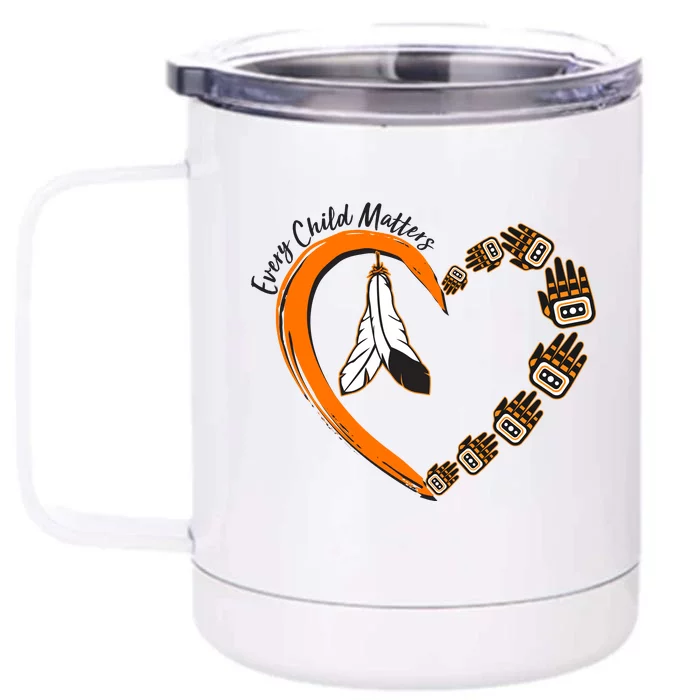 Every Child Matters Wear Orange Feather Heart Front & Back 12oz Stainless Steel Tumbler Cup