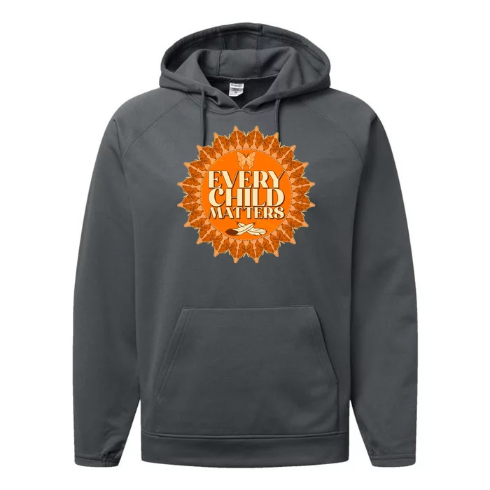 Every Child Matters Orange Butterfly Sun Flower Performance Fleece Hoodie