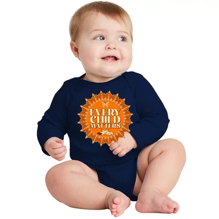 Every Child Matters Orange Butterfly Sun Flower Baby Long Sleeve Bodysuit