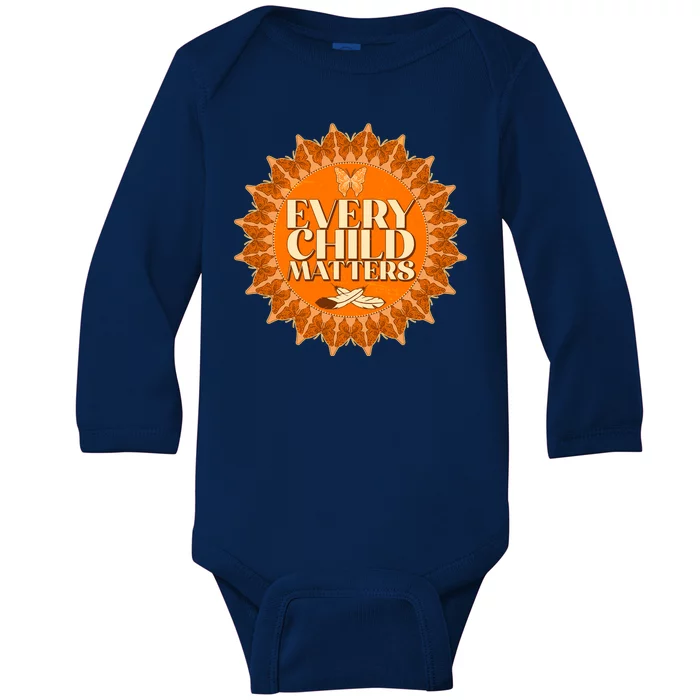 Every Child Matters Orange Butterfly Sun Flower Baby Long Sleeve Bodysuit