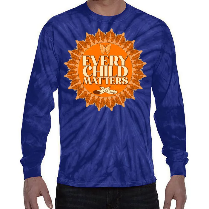 Every Child Matters Orange Butterfly Sun Flower Tie-Dye Long Sleeve Shirt