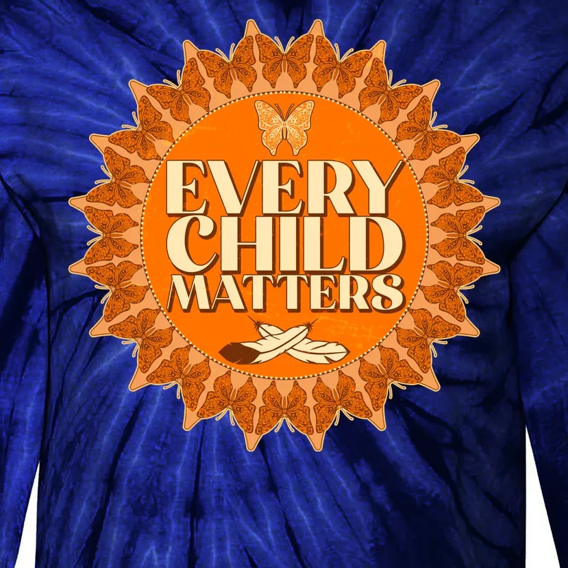 Every Child Matters Orange Butterfly Sun Flower Tie-Dye Long Sleeve Shirt