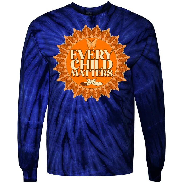 Every Child Matters Orange Butterfly Sun Flower Tie-Dye Long Sleeve Shirt