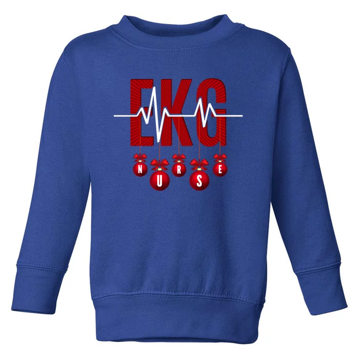 Ekg Christmas Nurse Heartbeat Heart Funny Cardiology Gift Toddler Sweatshirt