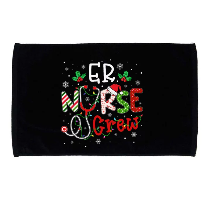 ER Christmas Nurse Crew Funny Nursing Christmas Pattern Microfiber Hand Towel