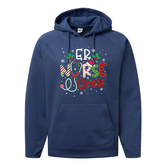 Er Christmas Nurse Crew Funny Nursing Christmas Pattern Gift Performance Fleece Hoodie