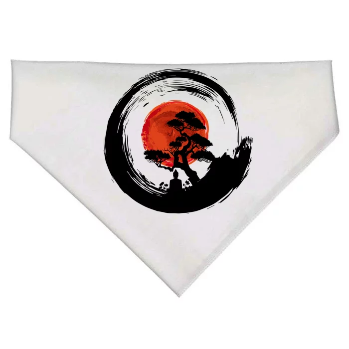 Enso Circle Of Budda And Bonsai Tree Yoga Design Cute Gift USA-Made Doggie Bandana