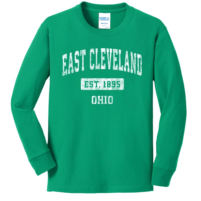 East Cleveland Ohio Oh Vintage Sports Established Kids Long Sleeve Shirt