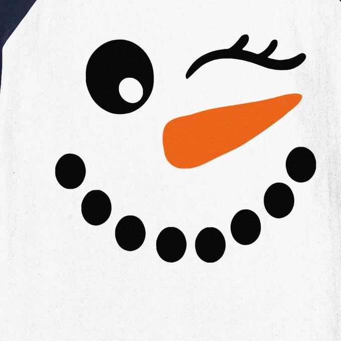 Eyelashes Christmas Outfit Snowman Face Wink Eye Funny Baseball Sleeve Shirt