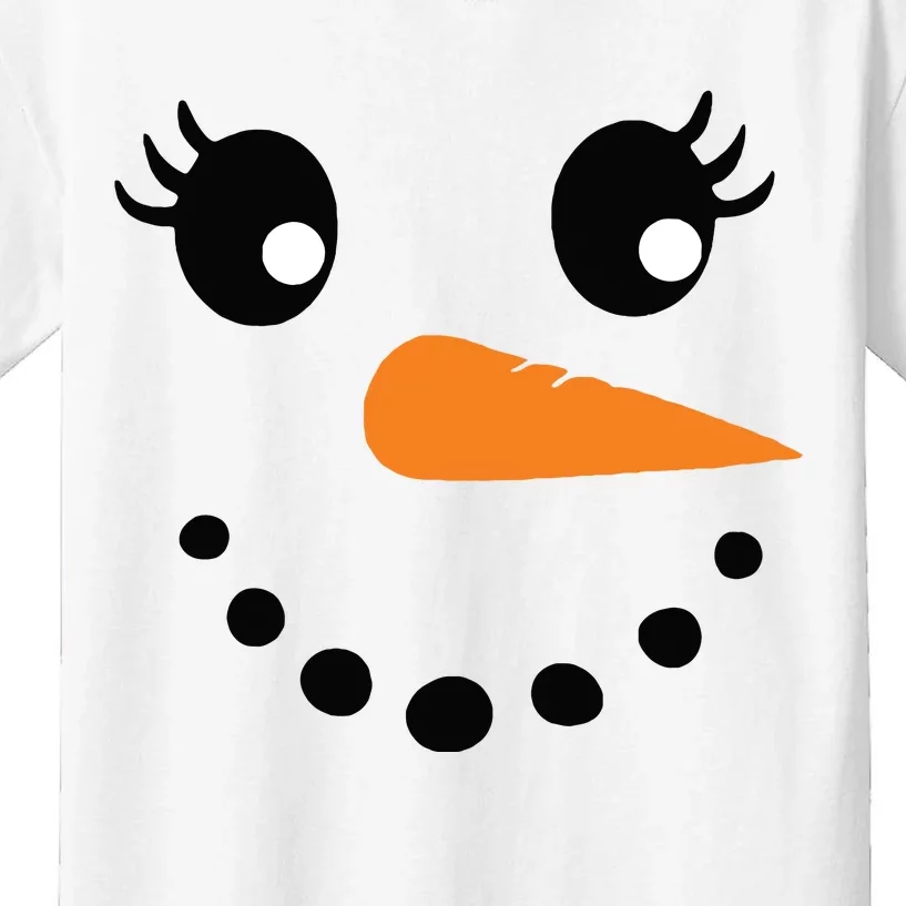 Eyelashes Christmas Outfit Snowman Face Costume Girls Kids T-Shirt