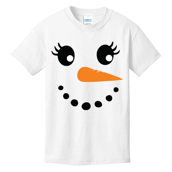 Eyelashes Christmas Outfit Snowman Face Costume Girls Kids T-Shirt