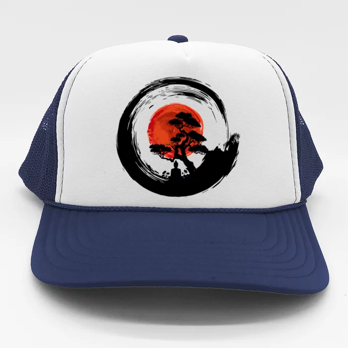 Enso Circle Of Budda And Bonsai Tree Yoga Design Gift Trucker Hat