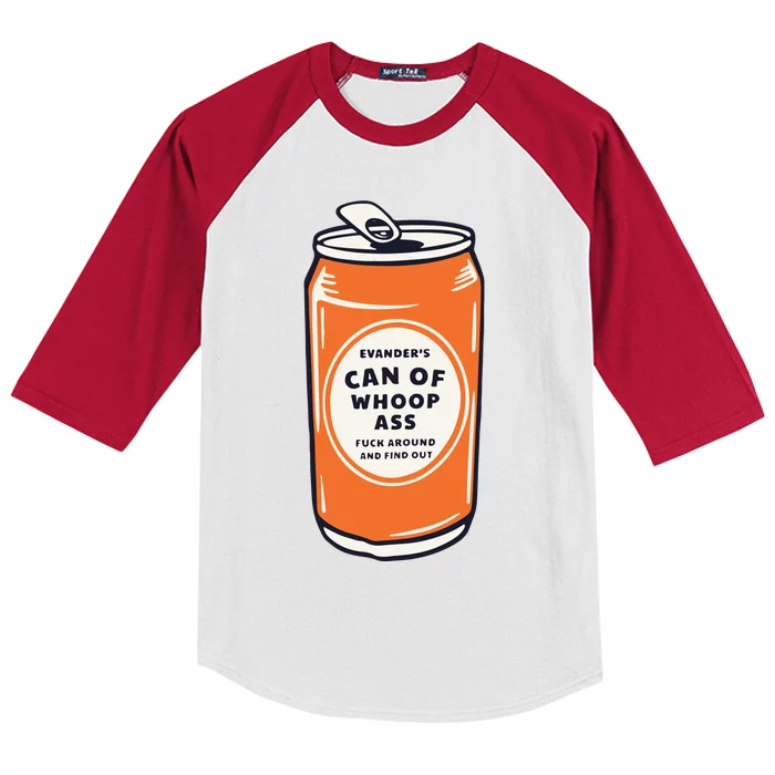 Evanders Can Of Whoop Ass Kids Colorblock Raglan Jersey