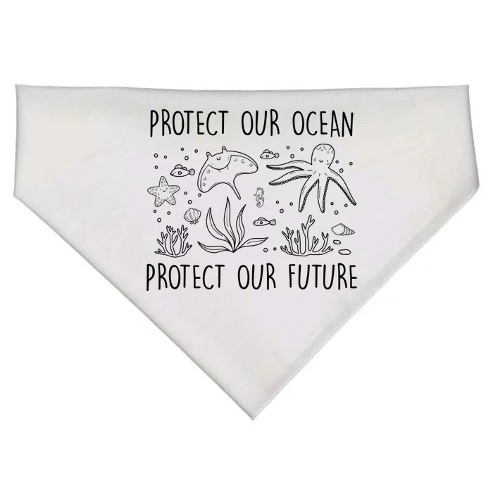 Environtal Care Protect Our Ocean Environtal Love Cute Gift USA-Made Doggie Bandana