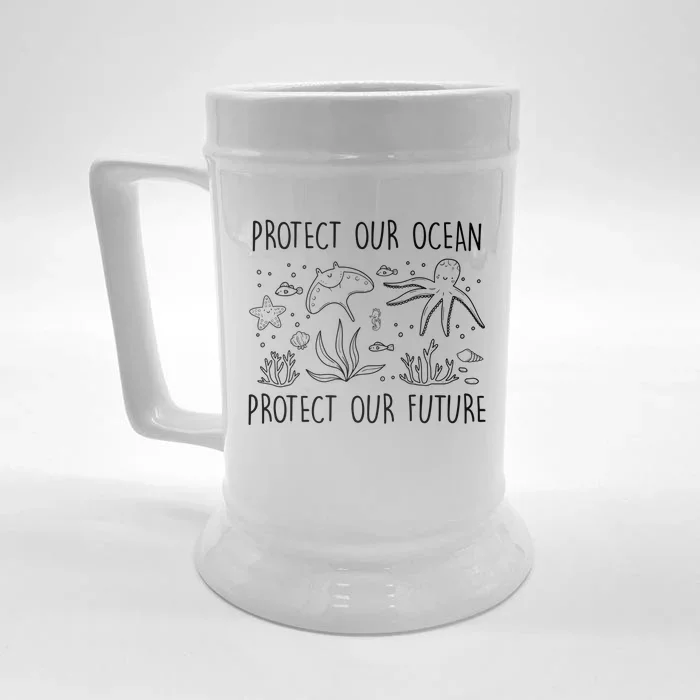 Environtal Care Protect Our Ocean Environtal Love Cute Gift Front & Back Beer Stein