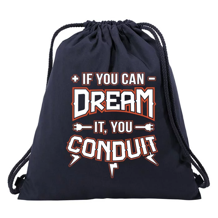 Electrician Conduit Pun Funny Electricity Gift Drawstring Bag