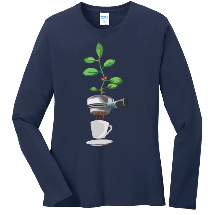 Espresso Coffee Plant Coffee Lover Caffeine Barista Ladies Long Sleeve Shirt