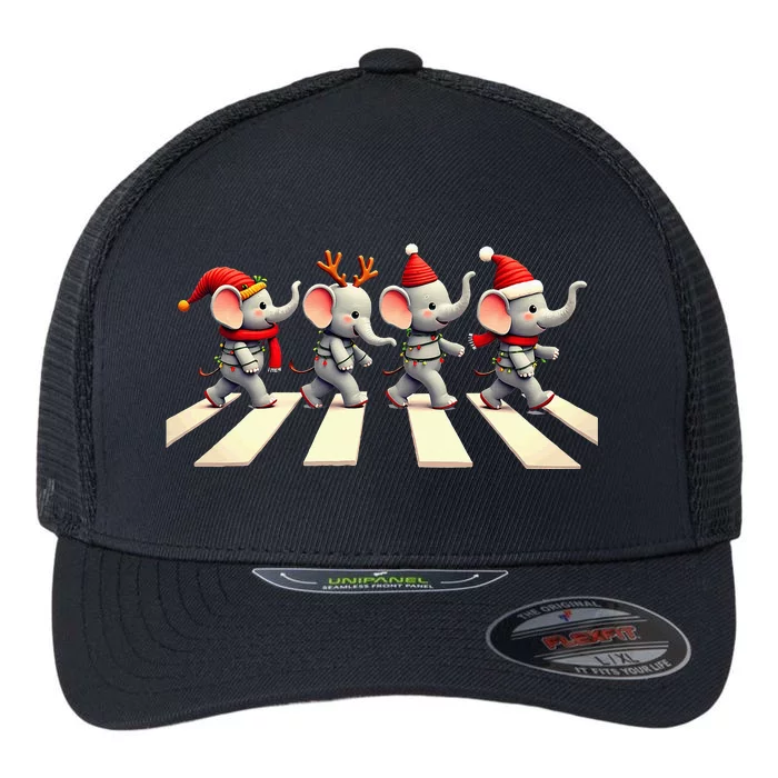 Elephant Crossing Road Xmas Flexfit Unipanel Trucker Cap