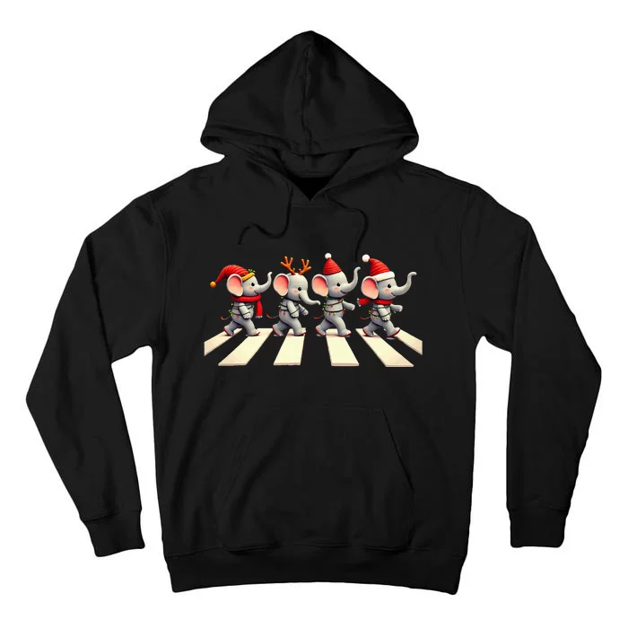 Elephant Crossing Road Xmas Tall Hoodie