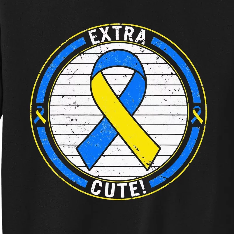 Extra Cute Ribbon Blue And Yellow World Down Syndrome Day Sweatshirt