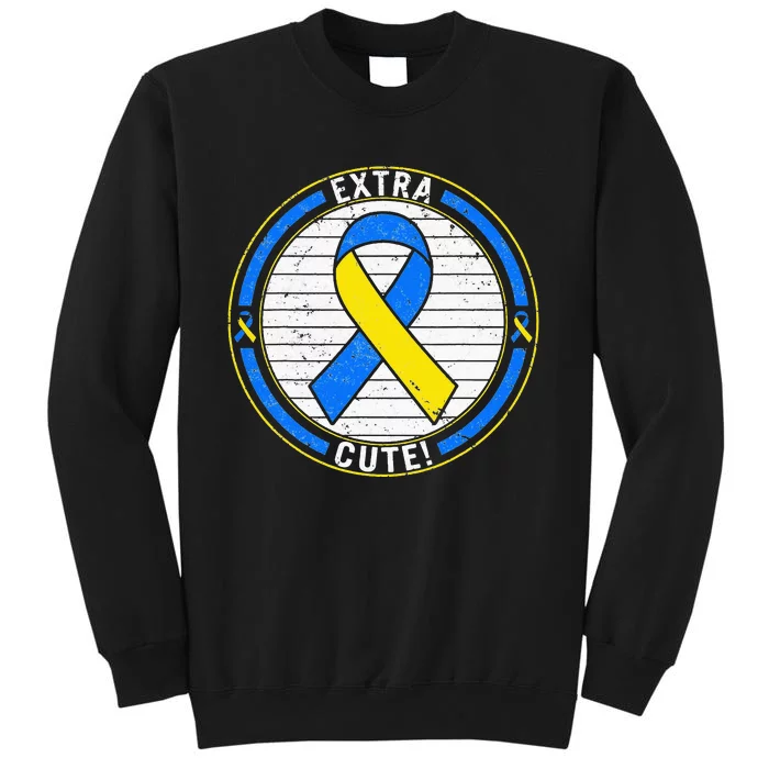 Extra Cute Ribbon Blue And Yellow World Down Syndrome Day Sweatshirt