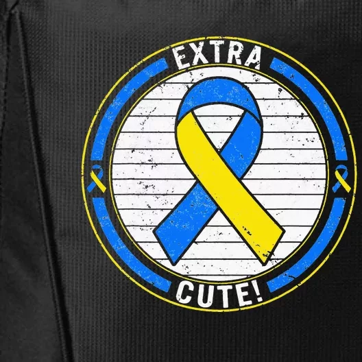 Extra Cute Ribbon Blue And Yellow World Down Syndrome Day City Backpack