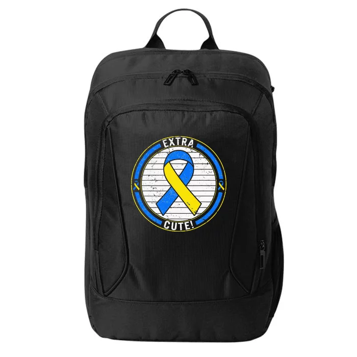 Extra Cute Ribbon Blue And Yellow World Down Syndrome Day City Backpack