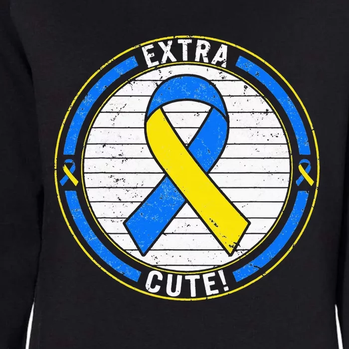 Extra Cute Ribbon Blue And Yellow World Down Syndrome Day Womens California Wash Sweatshirt