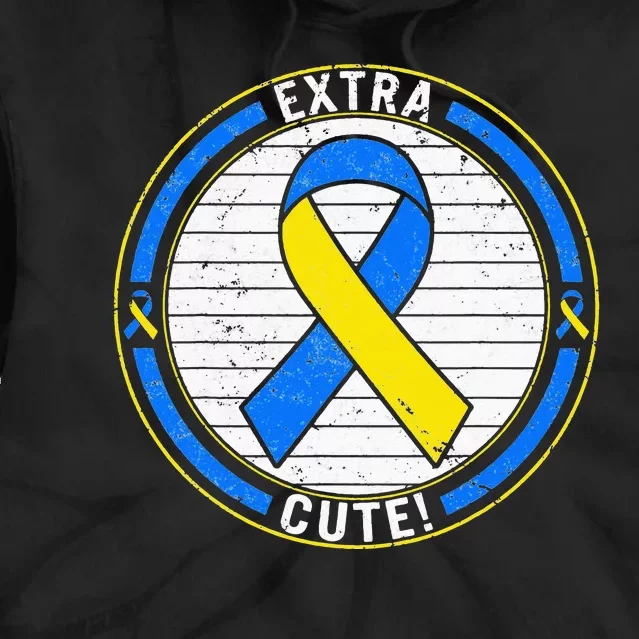 Extra Cute Ribbon Blue And Yellow World Down Syndrome Day Tie Dye Hoodie