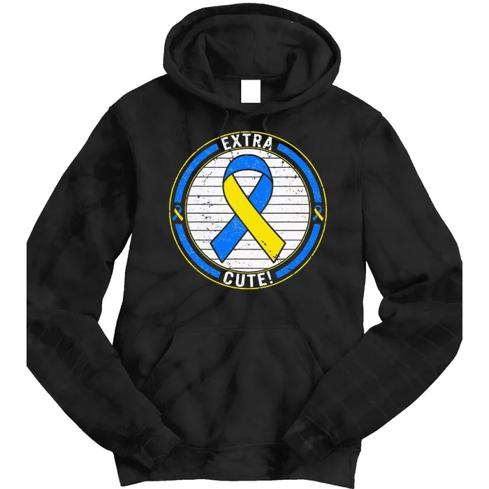 Extra Cute Ribbon Blue And Yellow World Down Syndrome Day Tie Dye Hoodie